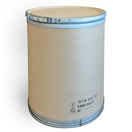 plasteo® Das ÖKOFASS 60 Liter Fass Tonne Fibertrommel Deckelfass Papptrommel Container zur Aufbewahrung von Lebensmitteln BPA-Frei | Lebensmittelzulassung Gefahrgutzulassung komplett recycelbar von plasteo