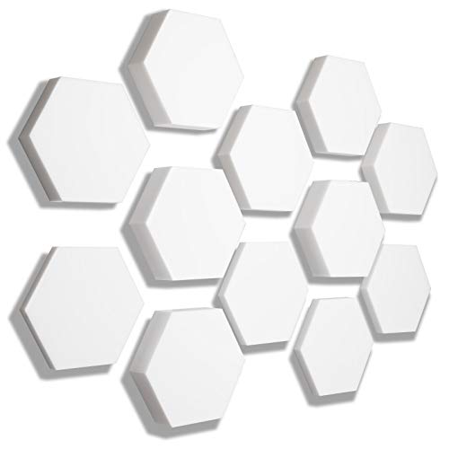platino24 3D Absorber aus Basotect B WEISS, 12x Akustik Schallabsorption Breitbandabsorber Set #06, zur Verbesserung der Raumakustik von platino24