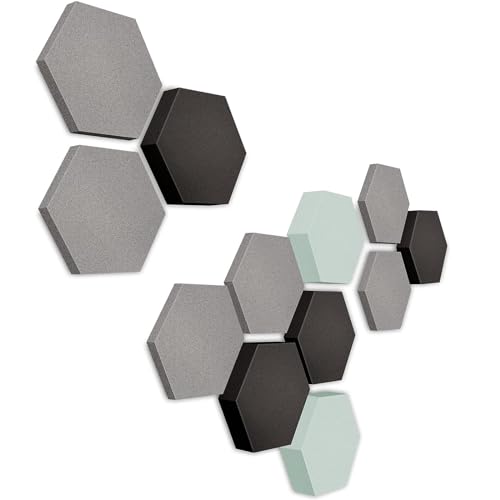 platino24 Akustikpaneele 12 Elemente Edition LOFT 3D I Ø 300mm Akustikplatten Schalldämmung Wand & Decke I Akustikschaum Schall-Absorber aus Basotect 30-70mm mit farbiger Akustikbeschichtung von platino24