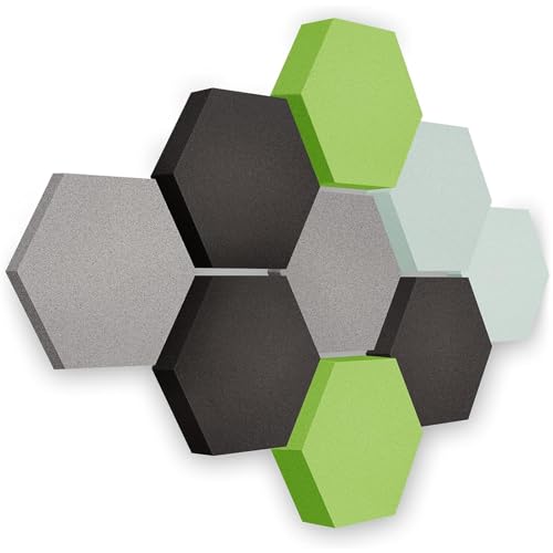 platino24 Akustikpaneele 9 Elemente Edition LOFT 3D I Ø 300mm Akustikplatten Schalldämmung Wand & Decke I Akustikschaum Schall-Absorber aus Basotect 30-70mm mit farbiger Akustikbeschichtung von platino24