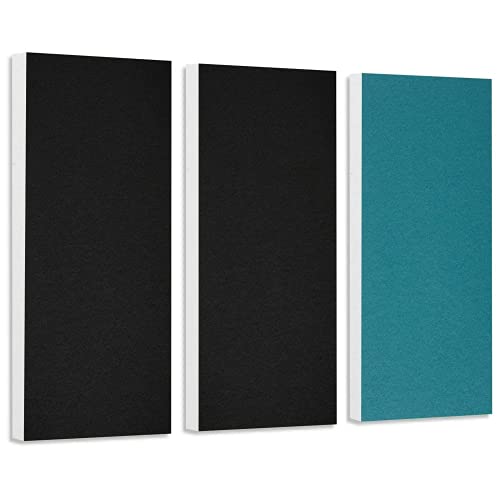 platino24 Schallabsorber Set Colore aus Basotect G+ mit Akustikfilz, 3 Absorberelemente je 825x275x50mm Schwarz + Petrol, Akustikverbesserung von platino24