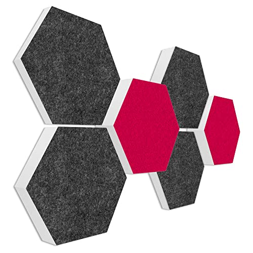 platino24 Schallabsorber COLORE aus Basotec G+ I Akustikpaneele mit Akustikfilz I 3D Wand-Paneele mit 6 Waben in Anthrazit & Fuchsia I Akustikplatten zur Schalldämmung in Büro, Studio & Wohnung platino24 Schallabsorber COLORE aus Basotec G+ I Akustikpaneele mit Akustikfilz I 3D Wand-Paneele mit 6 Waben in Anthrazit & Fuchsia I Akustikplatten zur Schalldämmung in Büro, Studio & Wohnung von platino24