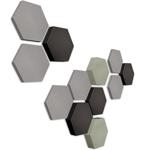 platino24 Akustikpaneele 12 Elemente Edition LOFT 3D I Ø 300mm Akustikplatten Schalldämmung Wand & Decke I Akustikschaum Schall-Absorber aus Basotect 30-70mm mit farbiger Akustikbeschichtung von platino24