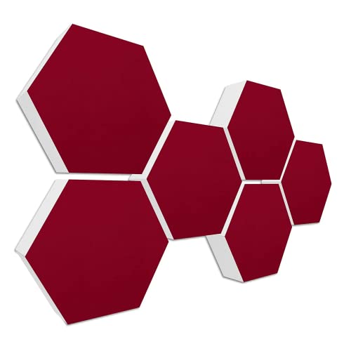 platino24 Akustikpaneele 6 Elemente Colore Waben Ø 30 cm Bordeaux I Schallabsorber aus Basotect® G+ mit Akustikfilz I Schalldämmung Wand & Decke I Akustikelement Wandpaneel von platino24