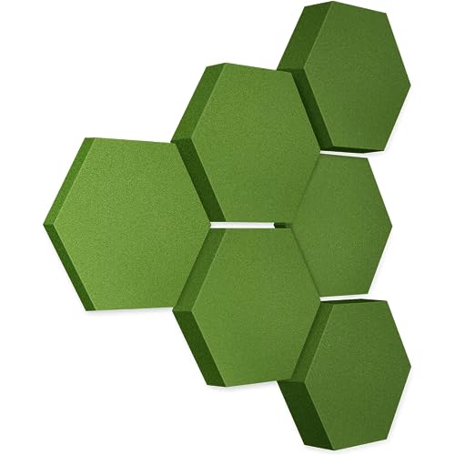 platino24 Akustikpaneele 6 Elemente Edition LOFT 3D I Ø 300mm Akustikplatten Schalldämmung Wand & Decke I Akustikschaum Schall-Absorber aus Basotect 30-70mm mit Akustikbeschichtung Farbe: Kermit von platino24