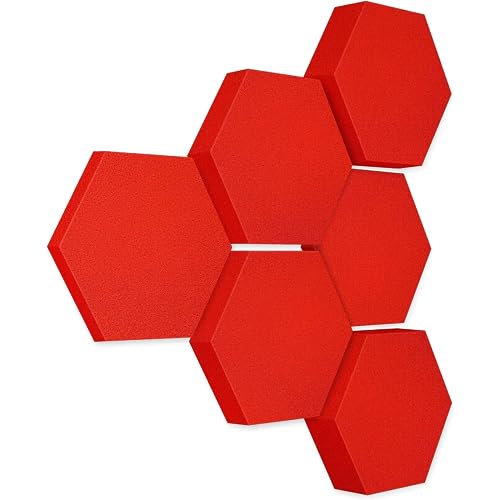 platino24 Akustikpaneele 6 Elemente Edition LOFT 3D I Ø 300mm Akustikplatten Schalldämmung Wand & Decke I Akustikschaum Schall-Absorber aus Basotect 30-70mm mit Akustikbeschichtung Farbe: Red Pepper von platino24