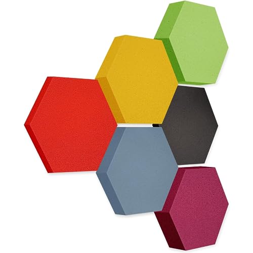 platino24 Akustikpaneele 6 Elemente Edition LOFT 3D I Ø 300mm Akustikplatten Schalldämmung Wand & Decke I Akustikschaum Schall-Absorber aus Basotect 30-70mm mit farbiger Akustikbeschichtung von platino24