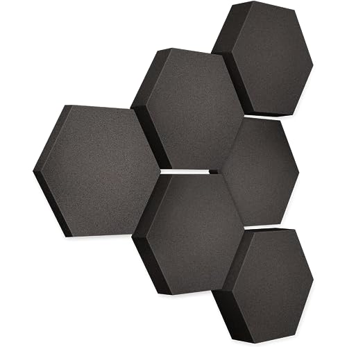 platino24 Akustikpaneele 6 Elemente Edition LOFT 3D I Ø 300mm Akustikplatten Schalldämmung Wand & Decke I Akustikschaum Schall-Absorber aus Basotect 30-70mm mit Akustikbeschichtung Farbe: Anthracite von platino24