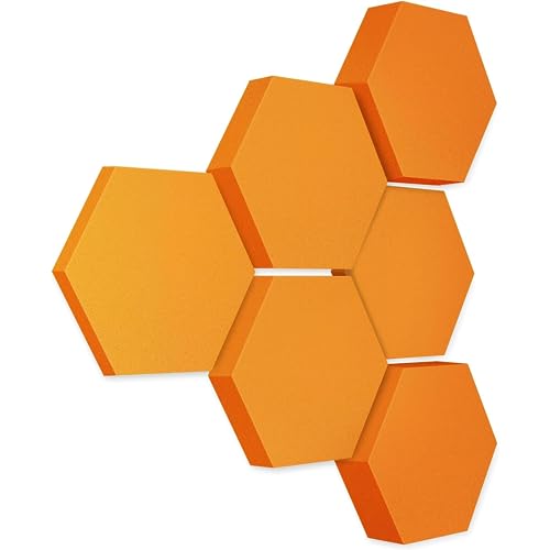 platino24 Akustikpaneele 6 Elemente Edition LOFT 3D I Ø 300mm Akustikplatten Schalldämmung Wand & Decke I Akustikschaum Schall-Absorber aus Basotect 30-70mm mit Akustikbeschichtung Farbe: Juice von platino24