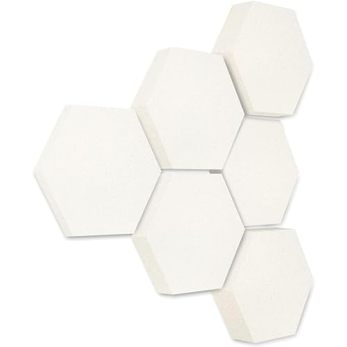 platino24 Akustikpaneele 6 Elemente Edition LOFT 3D I Ø 300mm Akustikplatten Schalldämmung Wand & Decke I Akustikschaum Schall-Absorber aus Basotect 30-70mm mit Akustikbeschichtung Farbe: Snow von platino24