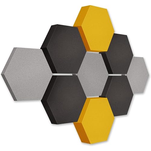 platino24 Akustikpaneele 9 Elemente Edition LOFT 3D I Ø 300mm Akustikplatten Schalldämmung Wand & Decke I Akustikschaum Schall-Absorber aus Basotect 30-70mm mit farbiger Akustikbeschichtung von platino24