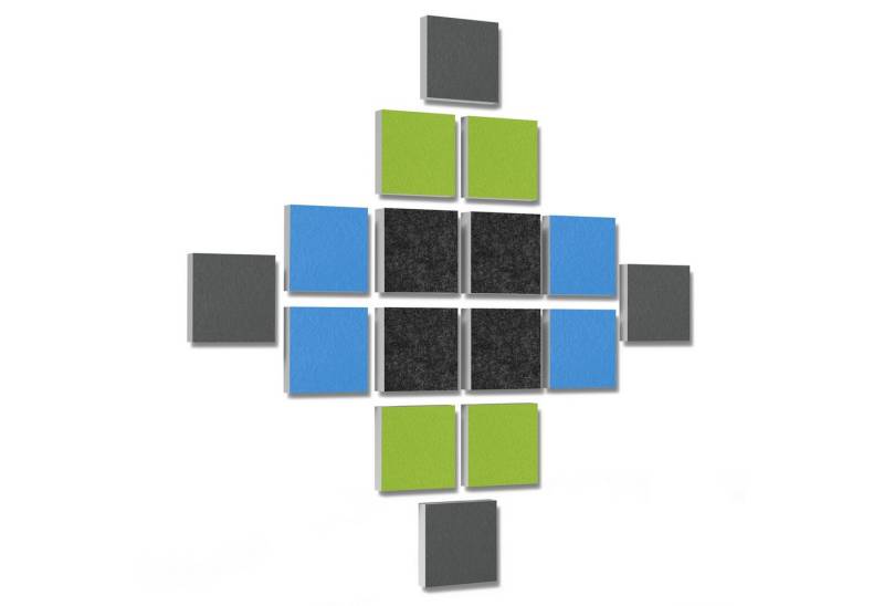 platino24 Akustikplatte 16 Elemente 3D-Set Colore Quadrat 27,5 x 27,5 cm Multicolore platino24 Akustikplatte 16 Elemente 3D-Set Colore Quadrat 27,5 x 27,5 cm Multicolore von platino24