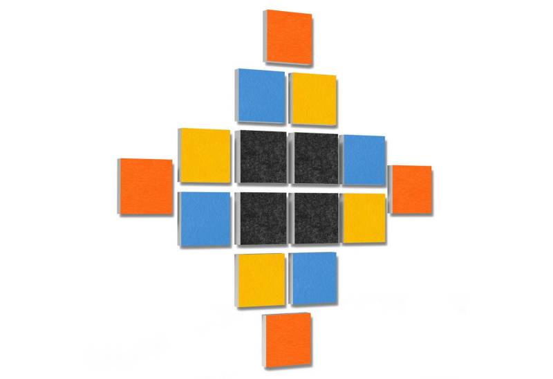 platino24 Akustikplatte 16 Elemente 3D-Set Colore Quadrat 27,5 x 27,5 cm Multicolore platino24 Akustikplatte 16 Elemente 3D-Set Colore Quadrat 27,5 x 27,5 cm Multicolore von platino24