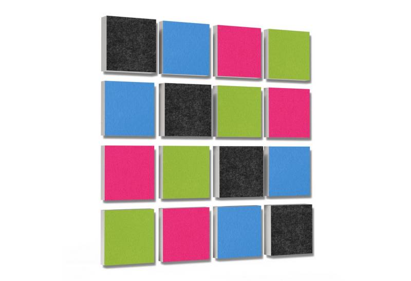 platino24 Akustikplatte 16 Elemente 3D-Set Colore Quadrat 27,5 x 27,5 cm Multicolore von platino24