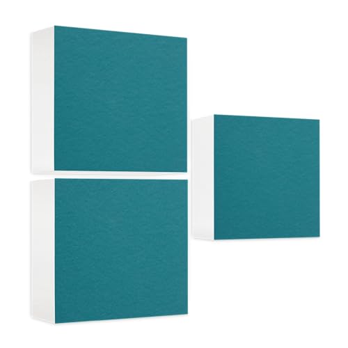platino24 Schallabsorber Regaleinsatz 3 Elemente 33 x 33 x 10 cm Petrol I Akustikpaneele aus Basotect G+ mit Akustikfilz I Akustikelemente kompatibel mit IKEA KALLAX oder EXPEDIT von platino24