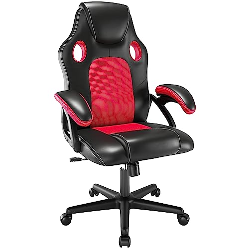 play haha. Gaming Stuhl Bürostuhl Drehstuhl Computerstuhl Arbeitsstuhl Schreibtischstuhl Ergonomischer Rennstuhl Lederstuhl PC (Rot) von play haha