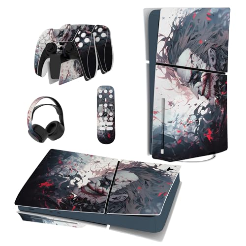 PlayVital Full Set Skin Sticker für ps5 Slim Konsole Disc Edition,Aufkleber Vinyl-Skin Stickers Schutzfolie Folie für ps5 Controller,Ladestation, Headset,Medienfernbedienung-Killing Clown von playvital