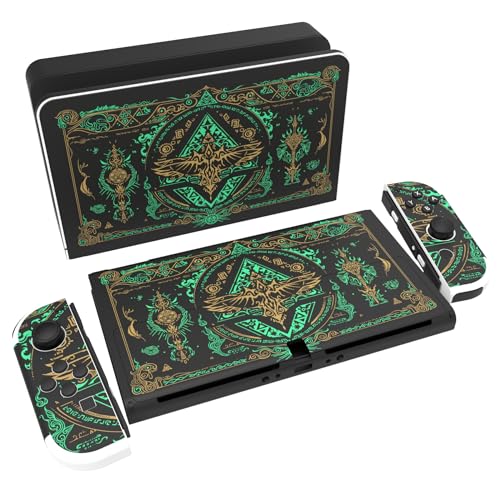 PlayVital Skin Sticker für Nintendo Switch OLED Modell,Aufkleber Sticker Decal Folie Abziehbild Faceplates Klebefolie für Switch OLED Konsole&Joy Con&Dock&Grip(Totem of Kingdom) von playvital