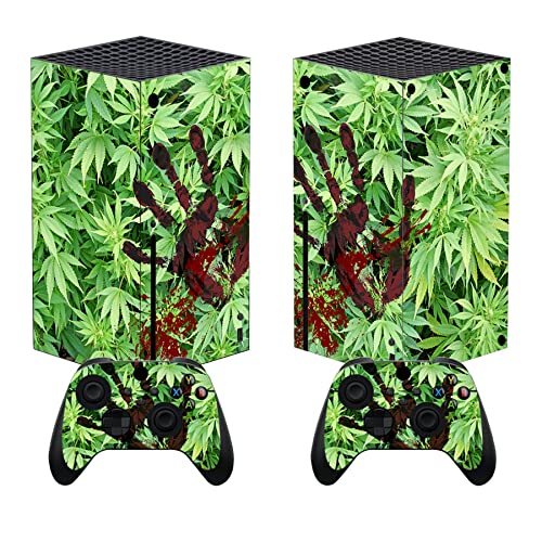 PlayVital Skin für Xbox Series X, Aufkleber Vinyl-Skins Schutzfolie Wrap Abziehbild Abdeckung Stickers für Xbox Series X Konsole Controller-Blut Handabdruck Unkraut von playvital