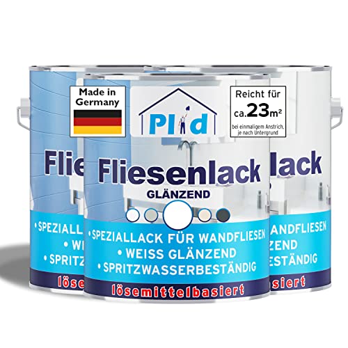 plid® Fliesenfarbe Badezimmer & Küche [FEUCHTIGKEITSBESTÄNDIG]- Fliesenlack Weiß 2,25l fürs Bad - Fliesen neu streichen & lackieren im Innenbereich - 3in1 Fliesen Farbe Lack - Made in Germany von plid