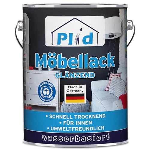 plid® Möbellack glänzend 1,5L - Weiß - Holzfarbe außen & innen für Spielzeug- Holzlack Außen wetterfest - Holzschutzfarbe Innen - Wetterschutzfarbe Holz Außen - Holzlasur - Farbe für Holz Außen von plid