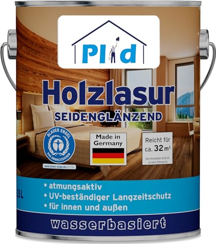 PLID® Holzlasur Innen & Aussen Grau 2,5L - Holzschutzlasur Außen mit UV beständigem Langzeitschutz- Grundierung Holz Außen - Holzschutzgel - Holz Lasur atmungsaktiv - Made in Germany von Plid