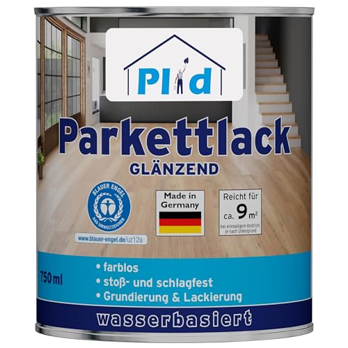 PLID® Parkett - Klarlack - glänzend geeignet zum Versiegeln von Kork-, Parkett & Holzfußböden, Holztreppen sowie Möbeln im Innenbereich stoß - schlagfest strapazierfähig - Made in Germany 0,75l von plid