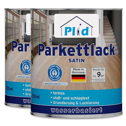 PLID® Parkett - Klarlack - satin - geeignet zum Versiegeln von Kork-, Parkett & Holzfußböden, Holztreppen sowie Möbeln im Innenbereich stoß - schlagfest strapazierfähig - Made in Germany 1,5l von plid