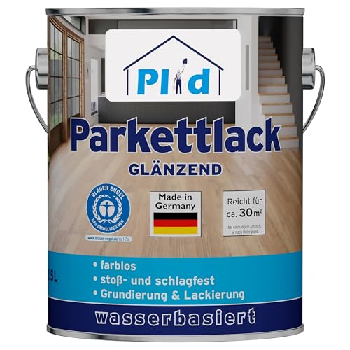 PLID® Parkett - Klarlack - glänzend geeignet zum Versiegeln von Kork-, Parkett & Holzfußböden, Holztreppen sowie Möbeln im Innenbereich stoß - schlagfest strapazierfähig - Made in Germany 2,5l von plid