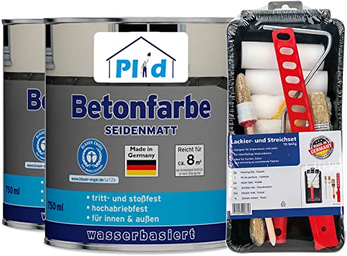 plid® Betonfarbe Innen & Außen Frostsicher Anthrazitgrau 1,5L - Flüssigkunststoff Bodenbeschichtung - Betonfarbe Kellerboden - Bodenfarbe für Keller, Zement, Mauerwerk & Holz - Made in Germany Set von plid