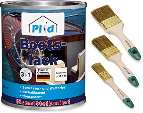 plid® Bootslack Farblos Glänzend für Holz - Klarlack Holz Wasserfest - Küchenarbeitsplatte lackieren - Lack für Parkett, Treppen, Gartenmöbel und Theken - Holzlack Yachtlack - Made in Germany 0,75l von plid