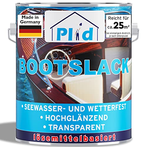 PLID® Bootslack Farblos Glänzend für Holz - Klarlack Holz Wasserfest - Küchenarbeitsplatte lackieren - Lack für Parkett, Treppen, Gartenmöbel und Theken - Holzlack Yachtlack - Made in Germany 2,5l von plid