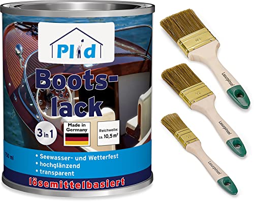 PLID® Bootslack Farblos Glänzend für Holz - Klarlack Holz Wasserfest - Küchenarbeitsplatte lackieren - Lack für Parkett, Treppen, Gartenmöbel und Theken - Holzlack Yachtlack - Made in Germany 2,5l von plid