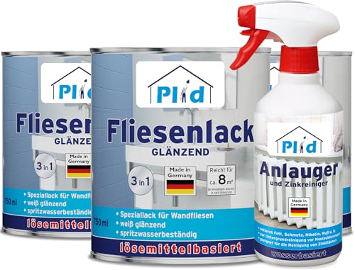 plid® Fliesenfarbe Badezimmer & Küche [FEUCHTIGKEITSBESTÄNDIG] Fliesenlack Lichtgrau 2,25l fürs Bad - Fliesen neu streichen & lackieren im Innenbereich - 3in1 Fliesen Farbe Lack - Made in Germany Set von plid