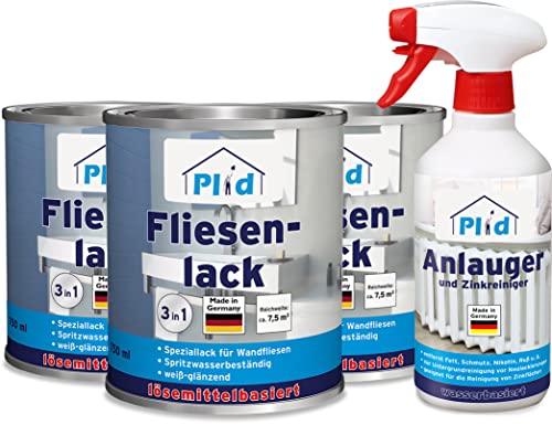 plid® Fliesenfarbe Badezimmer & Küche [FEUCHTIGKEITSBESTÄNDIG]- Fliesenlack Weiß 2,25l fürs Bad - Fliesen neu streichen & lackieren im Innenbereich - 3in1 Fliesen Farbe Lack - Made in Germany von plid