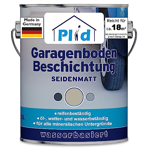 Plid® Garagenbodenbeschichtung Betonfarbe Außen & Innen frostsicher [2.5L Kieselgrau] - Wasser & Wetterbeständig - Garagenbodenfarbe - Bodenbeschichtung Außen - Betonversiegelung Außenbereich von Plid