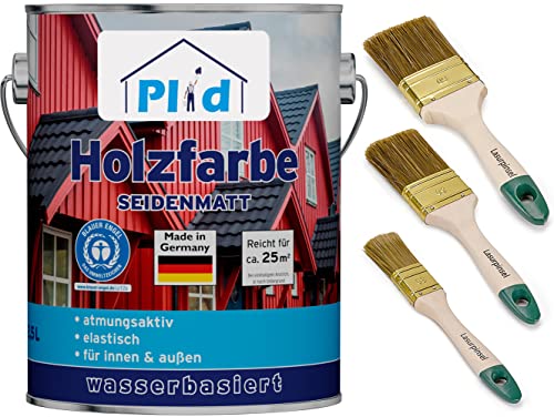 PLID® Holzfarbe Holzlack Anthrazitgrau Innen & Außen - Wetterschutzfarbe Anthrazitgrau Holzfarbe Außen - Dauerhafte Holzschutzfarbe - Farbe für Holz - Lackfarbe Wetterfest - Made in Germany 2,5l Set von plid