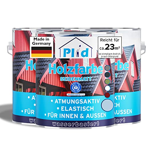 PLID® Holzfarbe Holzlack Taubenblau Innen & Außen - Wetterschutzfarbe Taubenblau Holzfarbe Außen - Dauerhafte Holzschutzfarbe - Farbe für Holz - Lackfarbe Wetterfest - Made in Germany 2,25l von plid