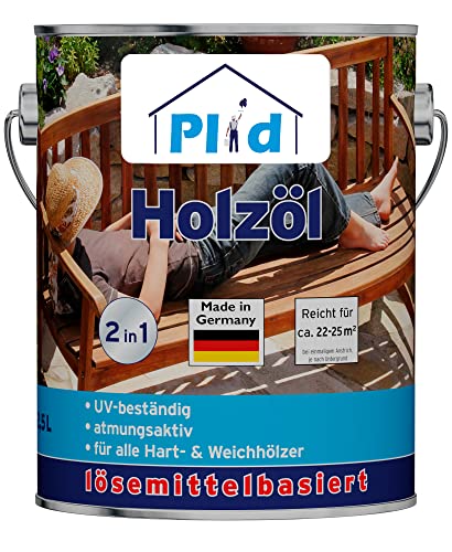 plid® Holzschutz Öl Douglasie 2,5L wetterfest - Holzöl für Außenbereich & Innen - Holzpflegemittel - Öl für Gartenmöbel - Holz Pflege Öl - Holzlasur Aussen & Innen - Teakholz Öl Aussen - Hartholzöl von plid