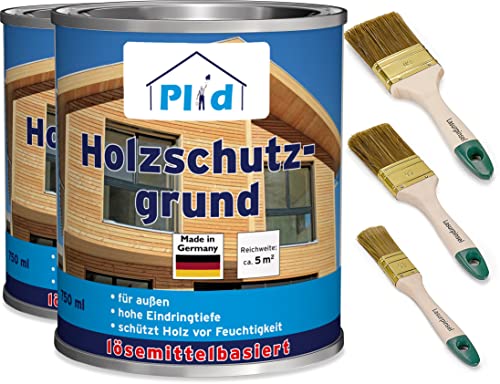 plid® Holzschutzgrund Holzimprägnierung Holzgrundierung Holz Imprägnierung für außen Holzschutz vor Pilzen und Insekten atmungsaktiv überstreichbar Set Farblos 1,5l von plid