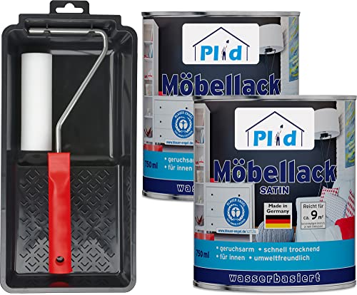 plid® Möbellack Weiß - Seidenglänzend - [DIN EN 71.3 - KINDERSPIELZEUG - GEEIGNET] - innen & aussen - Blauer Engel - Weisslack - Türenlack - Holzlack - Spielzeugfarbe - Made in Germany 1.5l Set von plid