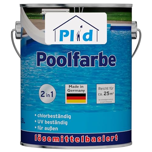 plid® Beton Poolfarbe Poolblau seidenglänzend 2,5l - Schwimmbeckenfarbe chemiekalienbeständig - Unterwasserfarbe schnelltrocknend & kratzfest - hohe Farb- und Glanzstabilität Made in Germany von plid