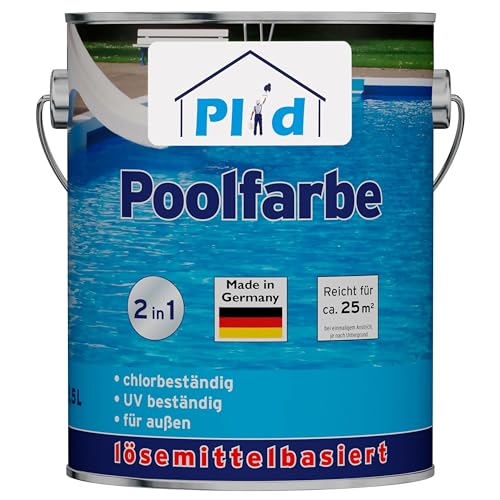 Plid® Beton Poolfarbe Poolblau seidenglänzend 2,5l - Schwimmbeckenfarbe chemiekalienbeständig - Unterwasserfarbe schnelltrocknend & kratzfest - hohe Farb- und Glanzstabilität Made in Germany von Plid