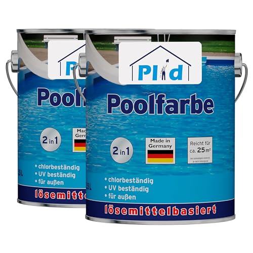 plid® Beton Poolfarbe Poolblau seidenglänzend 5L - Schwimmbeckenfarbe chemiekalienbeständig - Unterwasserfarbe schnelltrocknend & kratzfest - hohe Farb- und Glanzstabilität Made in Germany von plid