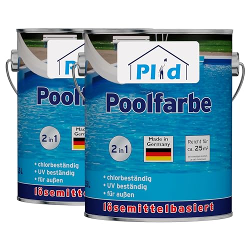 Plid® Beton Poolfarbe Poolblau seidenglänzend 5L - Schwimmbeckenfarbe chemiekalienbeständig - Unterwasserfarbe schnelltrocknend & kratzfest - hohe Farb- und Glanzstabilität Made in Germany von Plid