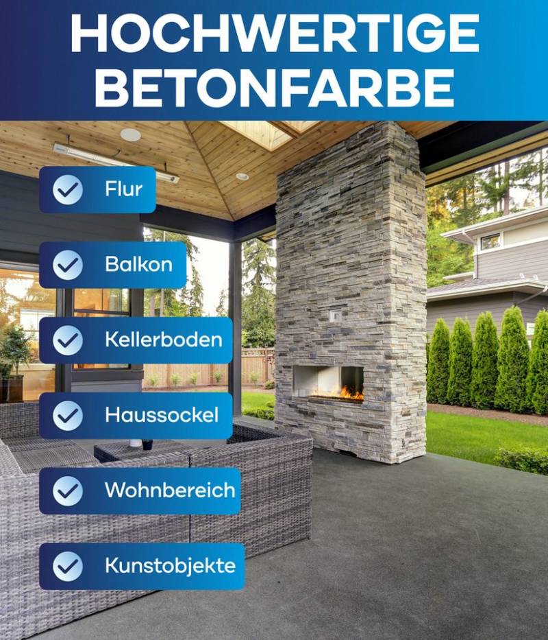 plid Acryl-Flüssigkunststoff Premium Betonfarbe Sockelfarbe Bodenfarbe Bodenbeschichtung Set, Schnelltrocknend von plid