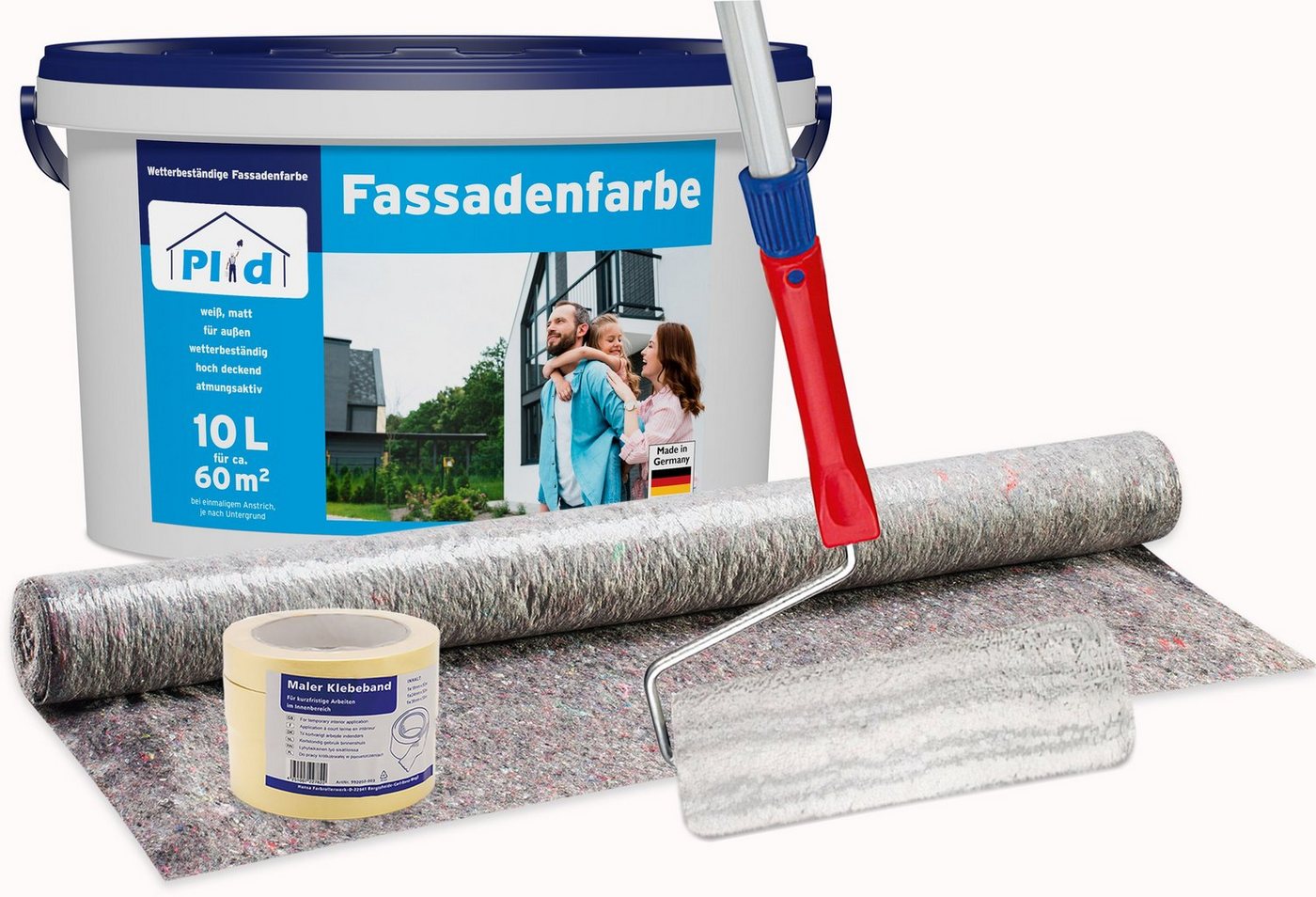 plid Fassadenfarbe Fassadenfarbe Aussenfarbe Fassadenwetterschutz Anstreichset Plus, Schnelltrocknend von plid