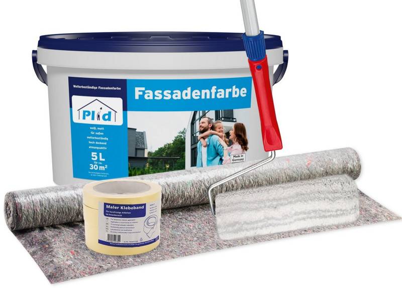 plid Fassadenfarbe Fassadenfarbe Aussenfarbe Fassadenwetterschutz Anstreichset Plus, Schnelltrocknend von plid