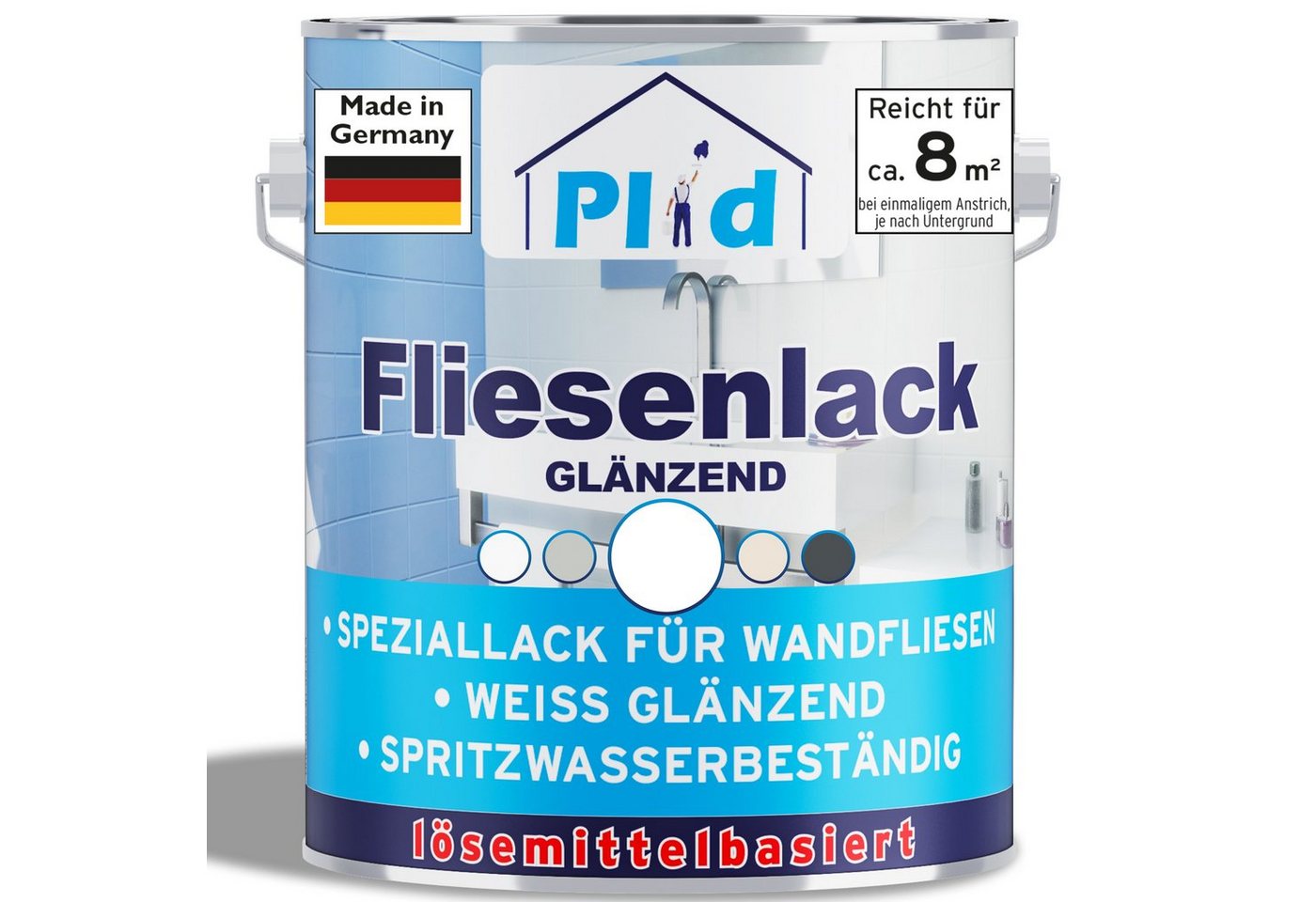 plid Fliesenlack Fliesenlack Fliesen Lack Fliesenfarbe Fliesen steichen/Lackieren Bad/Küche, schnelltrocknend, spritzwasserbeständig, verarbeitungsfertig von plid