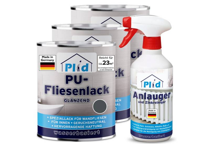 plid Fliesenlack Premium Fliesenlack Fliesen Lack Fliesenfarbe & 0,5l Anlauger, schnelltrocknend, spritzwasserbeständig, verarbeitungsfertig von plid